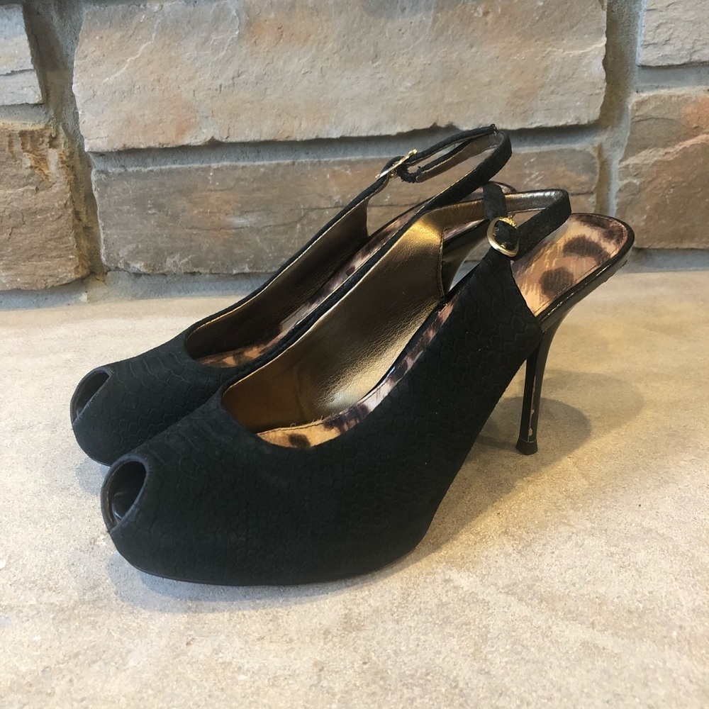 Sam Edelman Evelyn Snakeskin Peep Toe Pumps